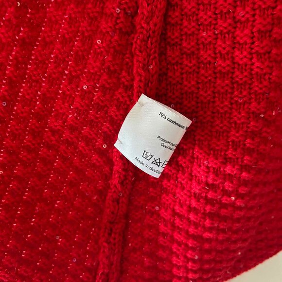 eskandar cashmere/silk cardigan - OS, red with sequins - Picture 4 of 5